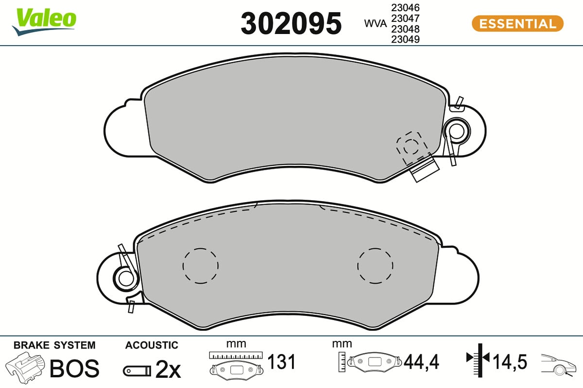Jeu de 4 plaquettes de frein VALEO ref. 302095